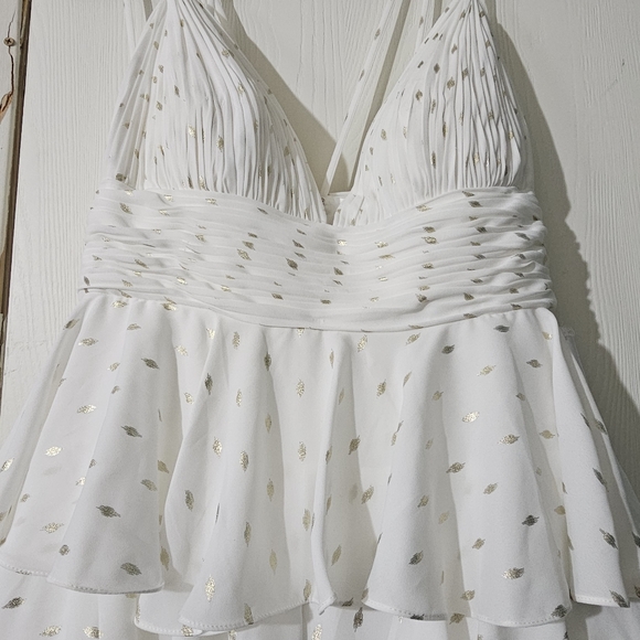 MAC DUGGAL Size 10 Ruffle Tiered Plunge A-Line Ballgown Wedding, Prom dress - Picture 6 of 8